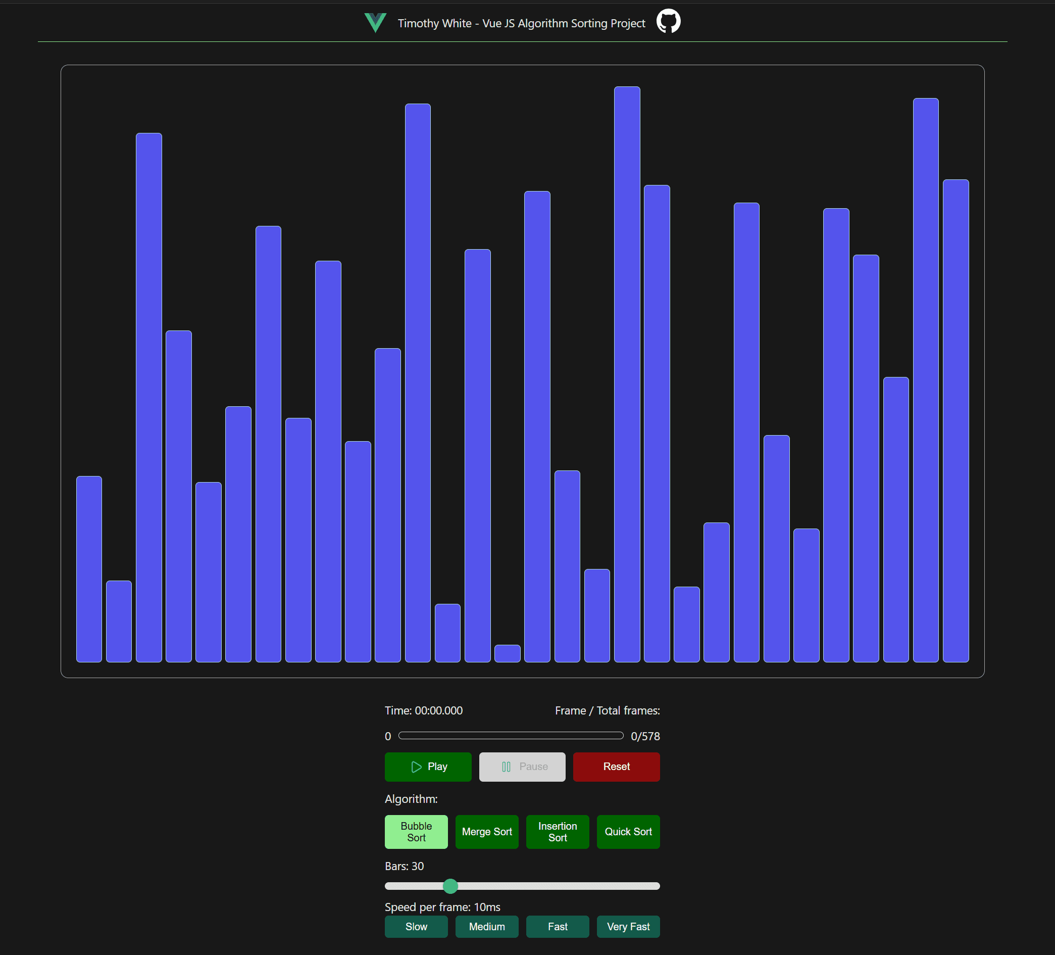 Vue JS Sorting Algorithm Visualiser